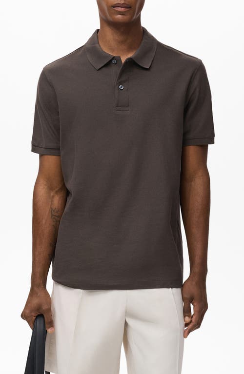 Mango Regular Fit Cotton Piqué Polo In Brown