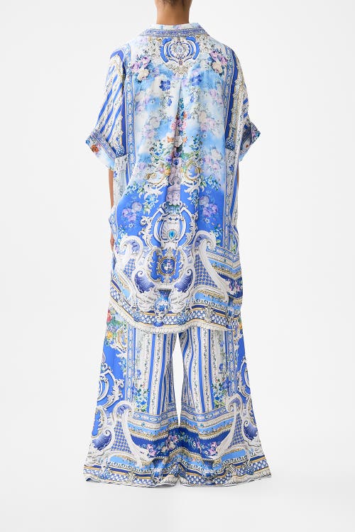 Camilla Wide Leg Trouser With Front Pockets In Blue