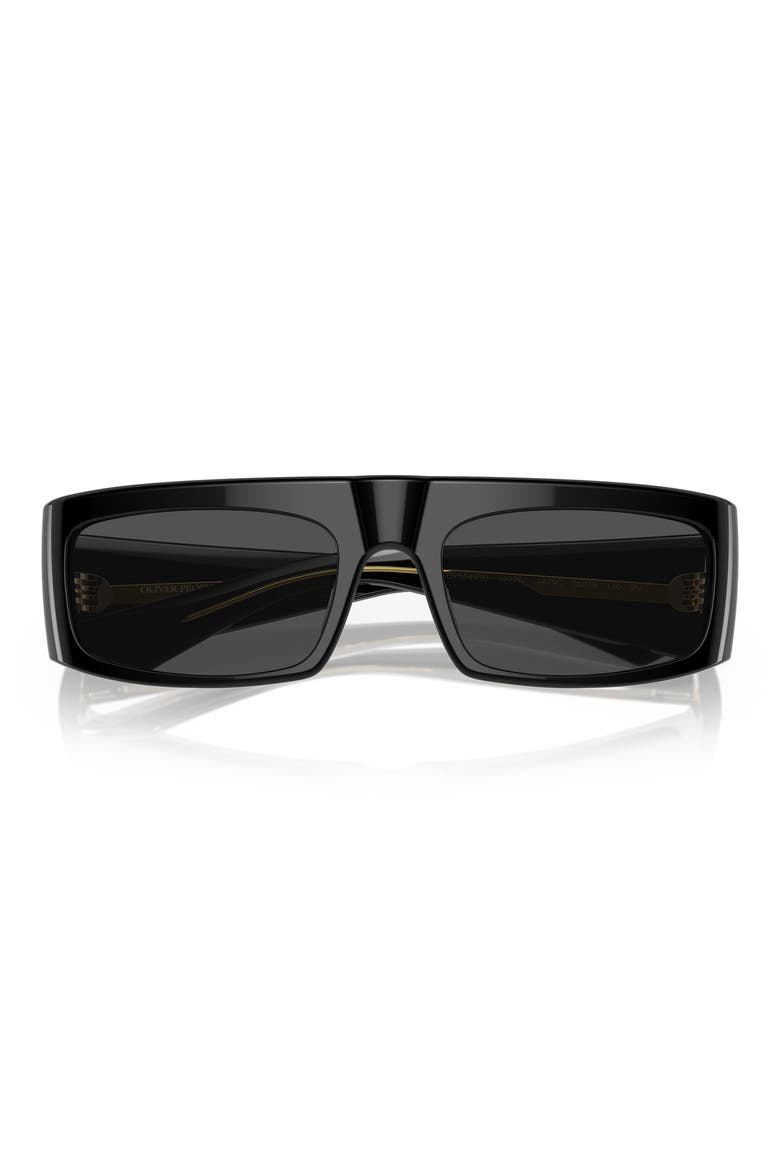 x KHAITE 1979C 56mm Rectangular Sunglasses, Alternate, color, BLACK