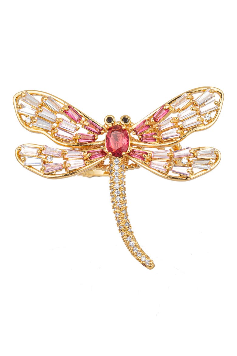 Dragonfly Cubic Zirconia Adjustable Ring, Alternate, color, GOLD