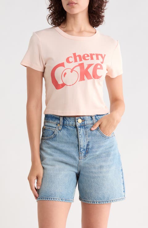 Cherry Coke Crop Cotton Graphic T-Shirt
