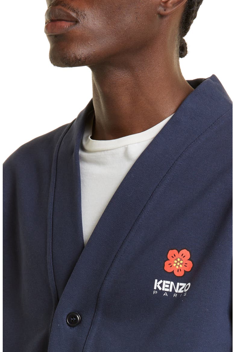 Boke Flower Graphic Fleece Cardigan, Alternate, color, 77 - MIDNIGHT BLUE