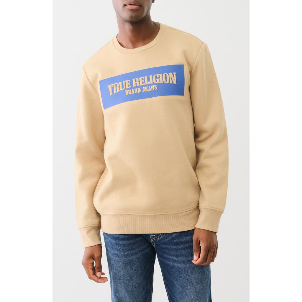 True Religion Embossed Logo Graphic Sweatshirt In Travertine