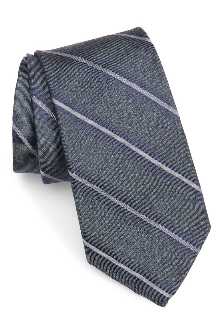 Crowe Stripe Silk Tie, Main, color, BLACK