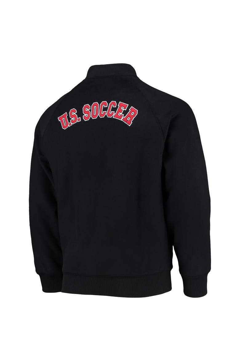 Men's 5th & Ocean by New Era Navy USMNT Soccer Club Level Raglan Full-Snap Tri-Blend Bomber Jacket, Alternate, color, Navy