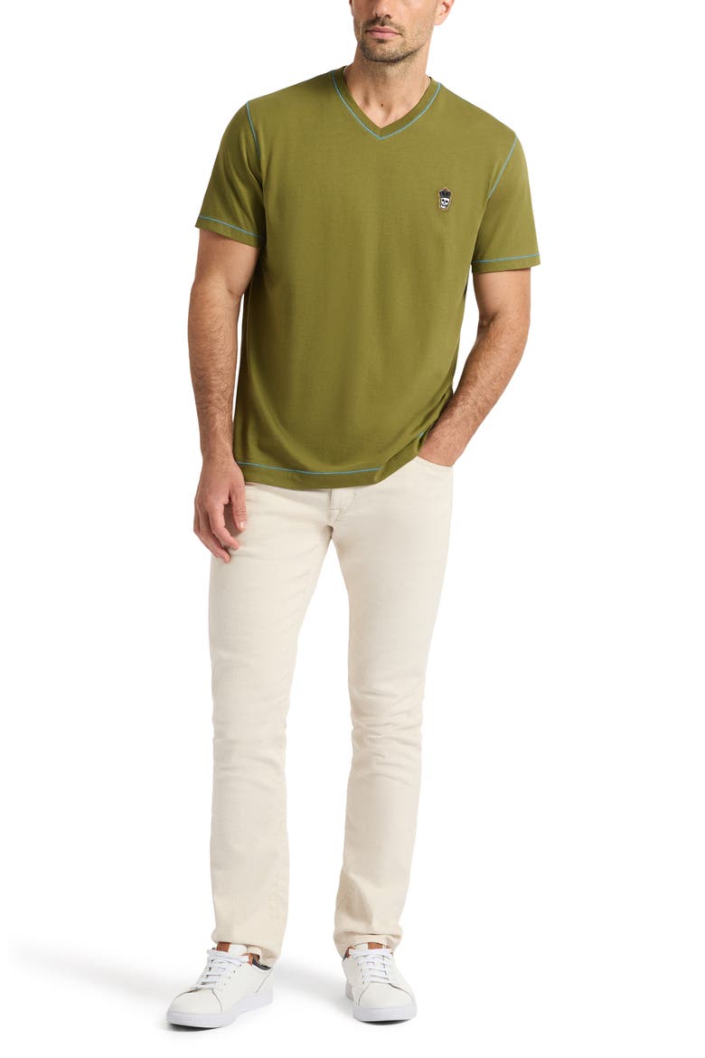 Damien V-Neck Knit T-Shirt, Alternate, color, OLIVE