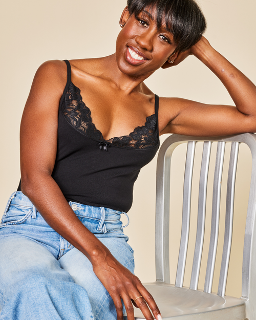 Meadow Luna Lace Cotton Cami In Multi