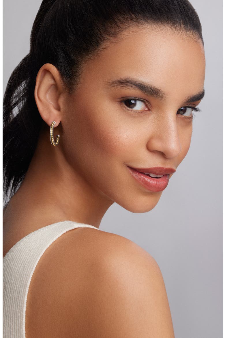 KSL Beaded Hoop Earrings, Alternate, color, SILVER/ GOLD