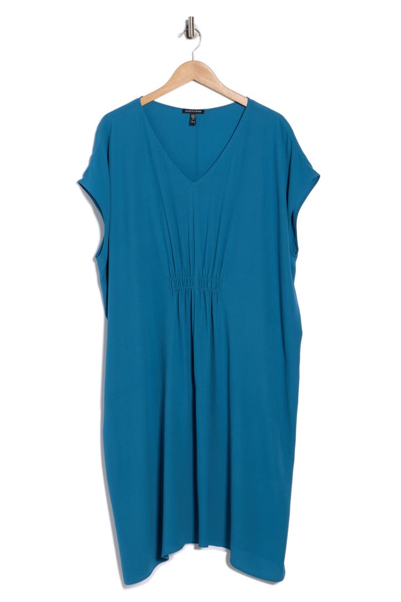 V-Neck Silk Dress, Alternate, color, CASCADE
