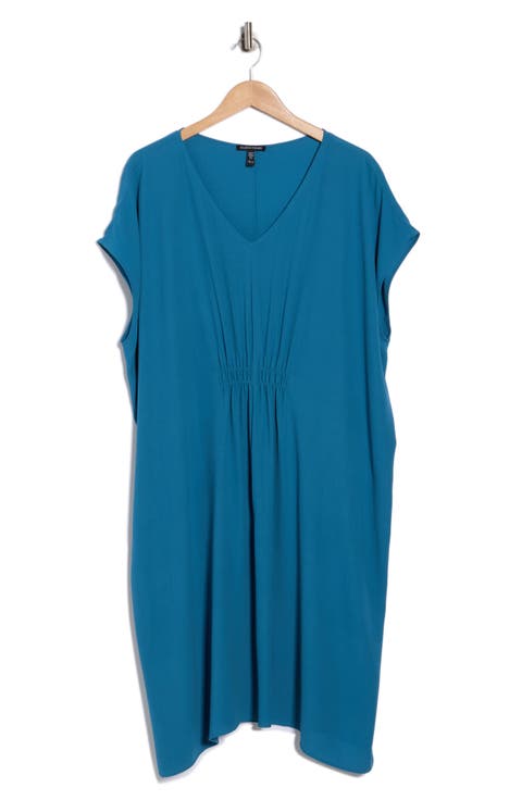 V-Neck Silk Dress (Plus)