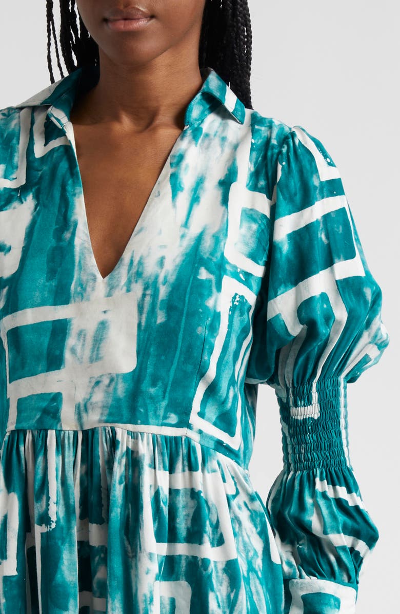 BUSAYO Wande Long Sleeve A-Line Dress, Alternate, color, White/ Green