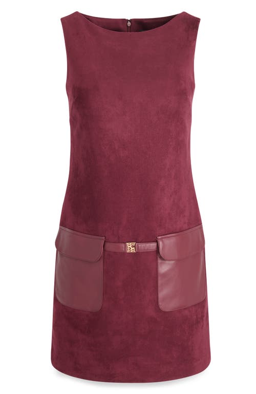 Bcbg Sleeveless Faux Suede Minidress In Burgundy
