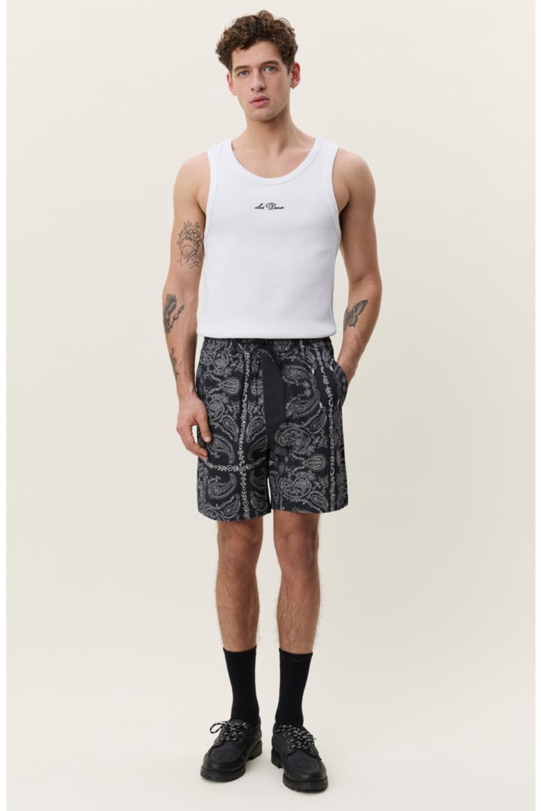 Paisley Organic Cotton Shorts, Alternate, color, TAP SHOE BLACK