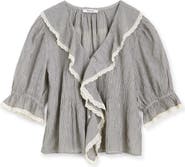 Madewell Ruffled Puff Sleeve Cotton Button-Up Shirt