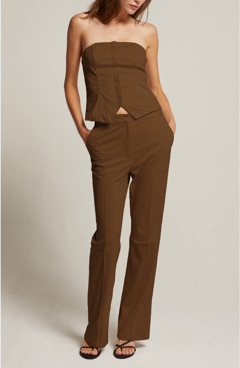 CRESCENT Faux Suede Flared Pants, Alternate, color, Espresso