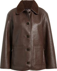 Rails Luis Faux Leather Jacket with Faux Shearling Collar