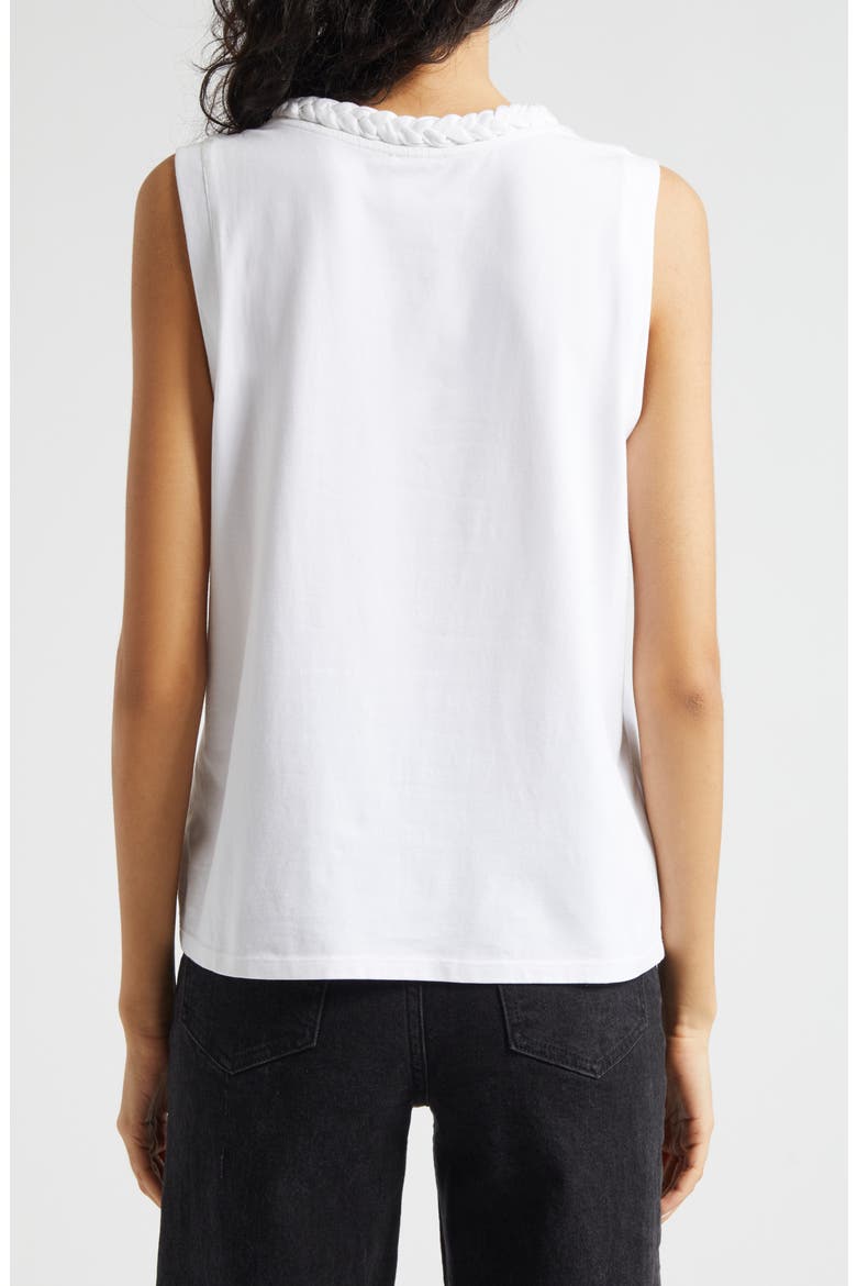 Braid Accent Sleeveless Cotton T-Shirt, Alternate, color, WHITE