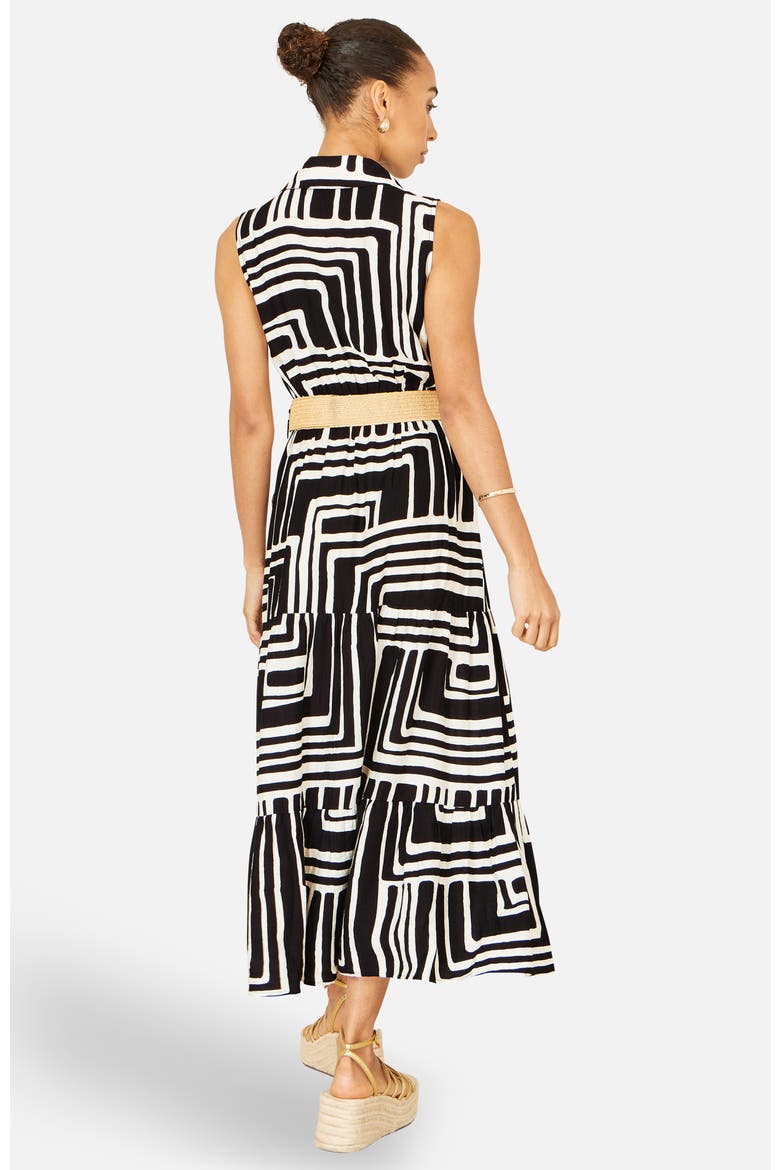Geo Print Midi Shirt Dress, Alternate, color, Black