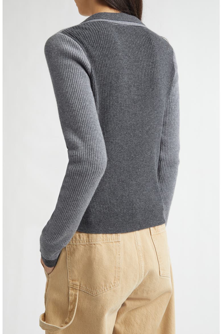 Doubled Cashmere Polo, Alternate, color, GREY/ IVORY