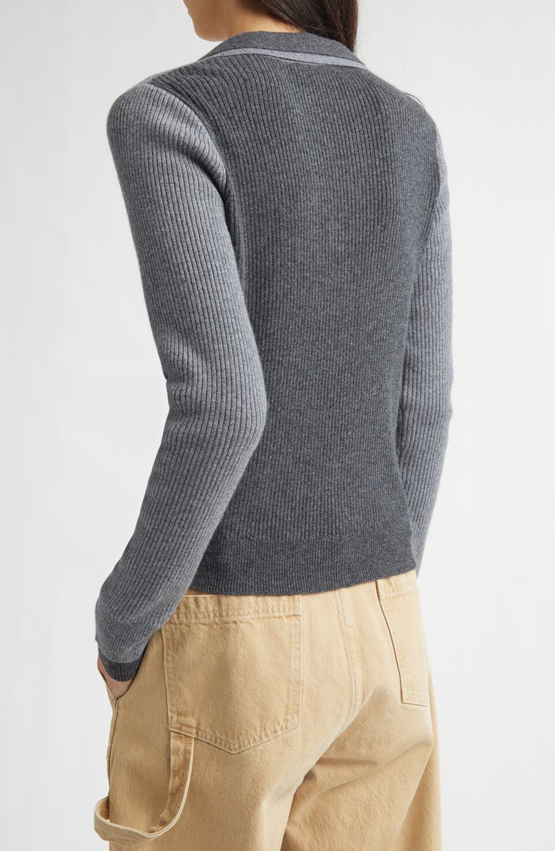 MONSE Doubled Cashmere Polo, Alternate, color, Grey/ Ivory