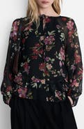 MANGO Floral Print Ruffle Shirt