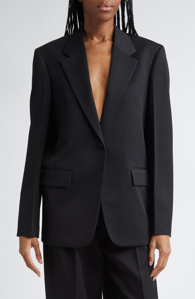 Jil Sander Boxy Tailored Wool Jacket, Main, color, Black