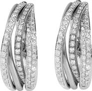 EFFY 14K White Gold Diamond Crossover Hoop Earrings