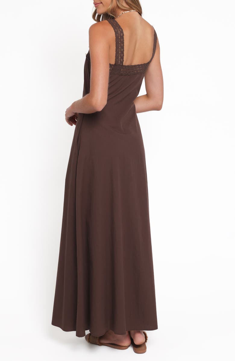 Petal & Pup Alandra Pintuck Pleat Cotton Maxi Dress, Alternate, color, Brown