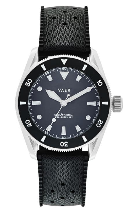 D4 Meridian Black Solar Dive Watch, 38mm