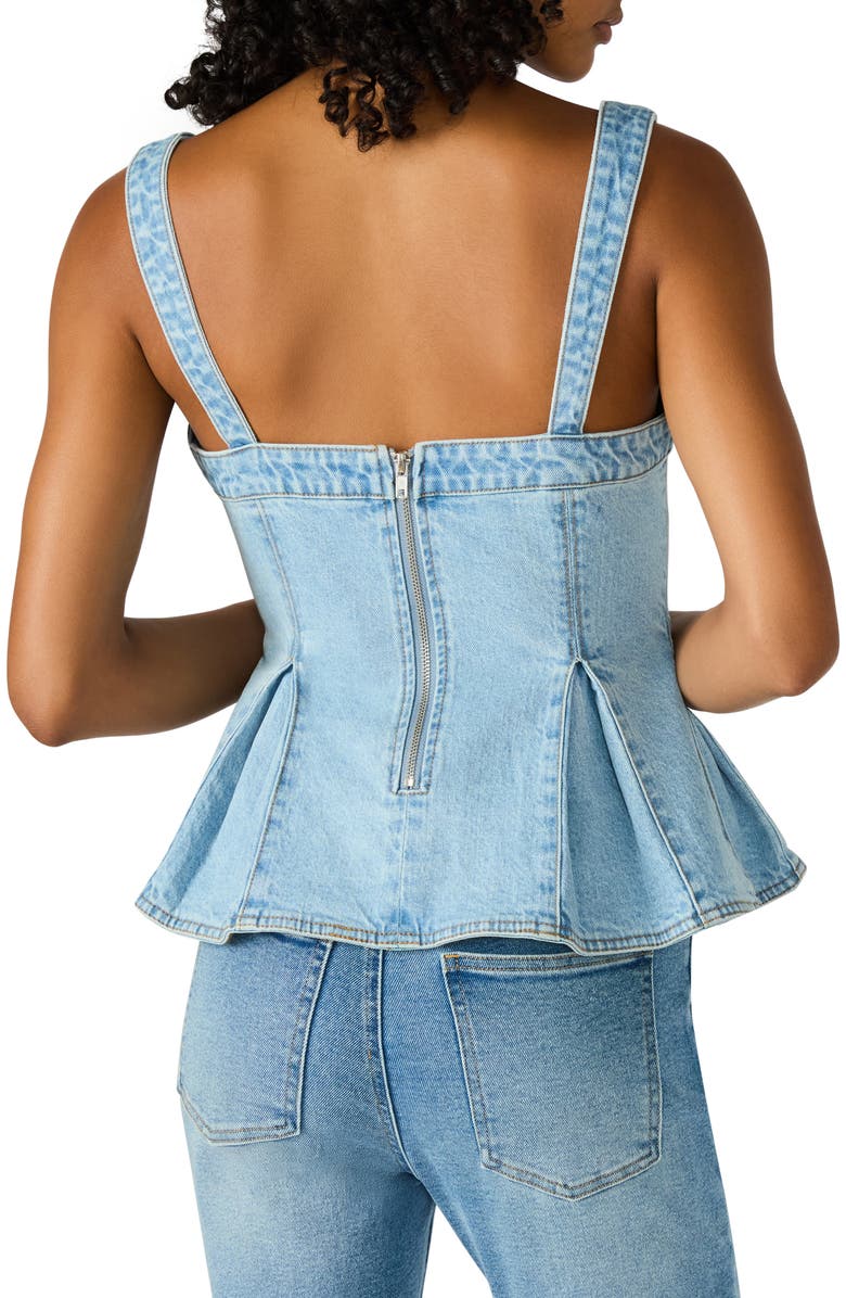 Steve Madden Zenia Stretch Cotton Peplum Top, Alternate, color, Delft Blue