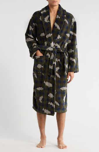 Majestic International Buffalo Check Plush Shawl Robe