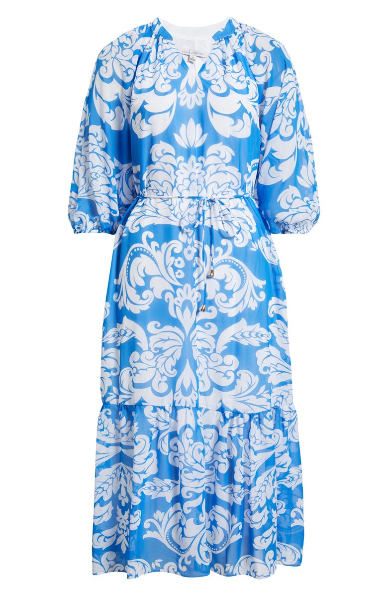 Julia Jordan Paisley Floral Tiered Maxi Dress, Alternate, color, Blue/ Ivory