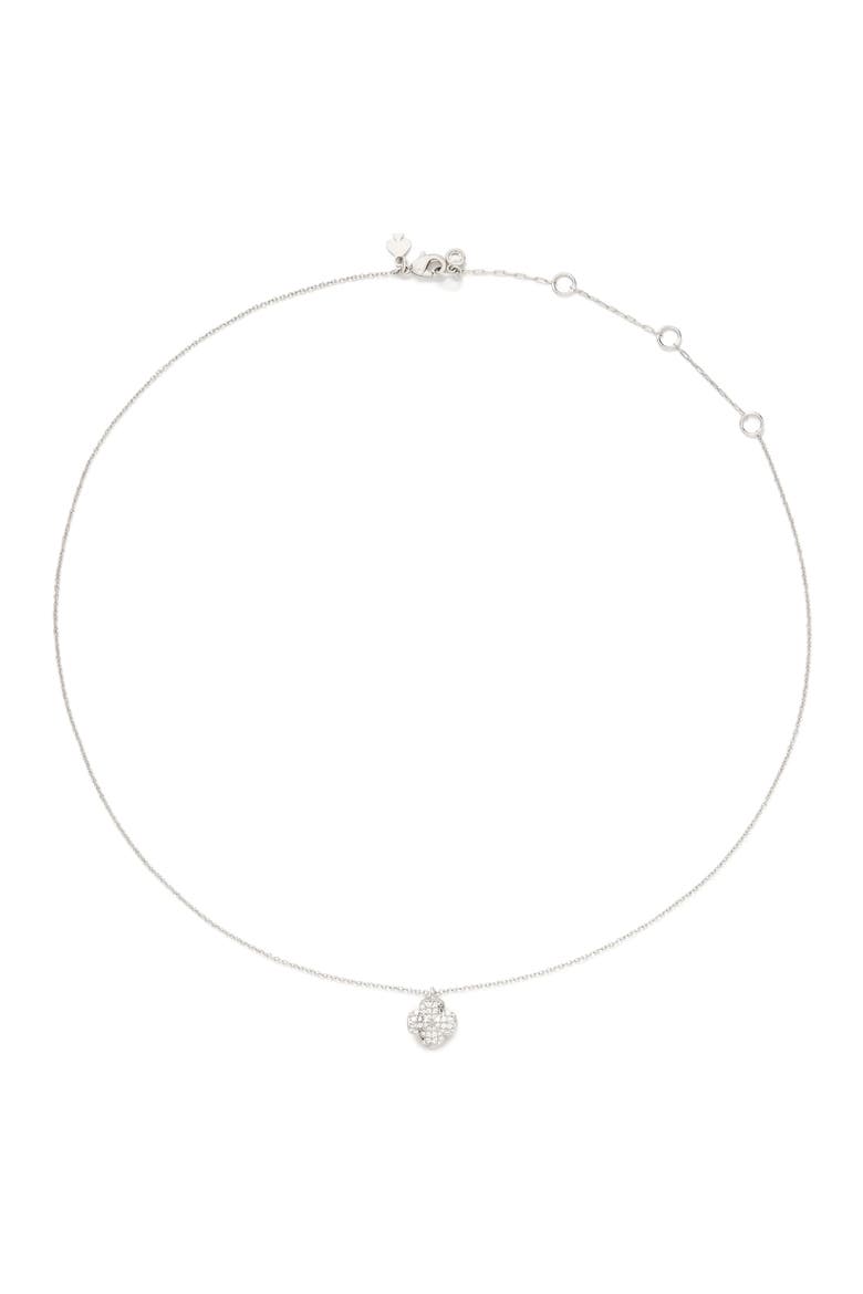 spade flower pavé pendant necklace, Alternate, color, CLEAR/ SILVER