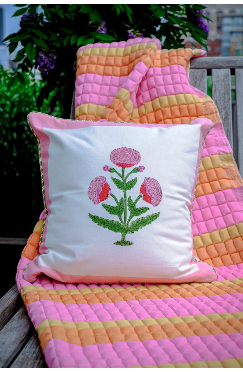 Inner Child Pink Poppy Blockprint Pillow - Cover Only, Alternate, color, Pink Poppy