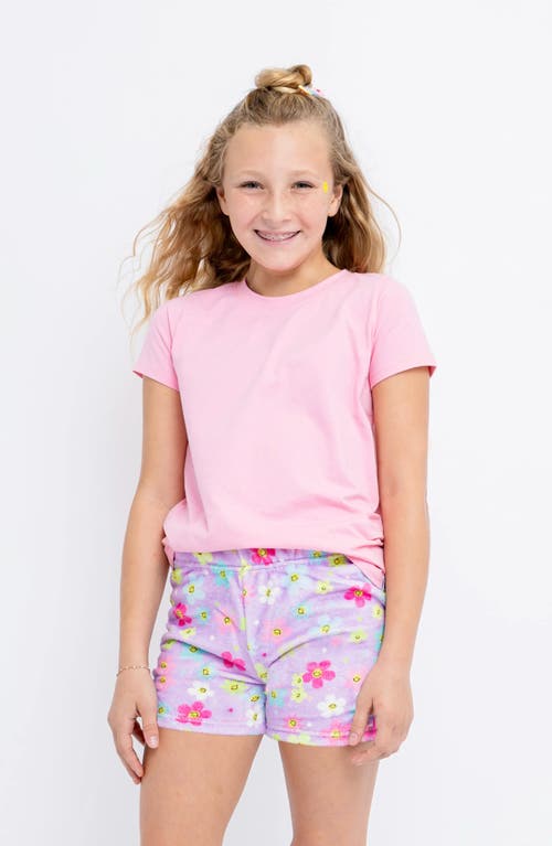 Preppy Goose Daisy Smiles Plush Lounge Short In Pink