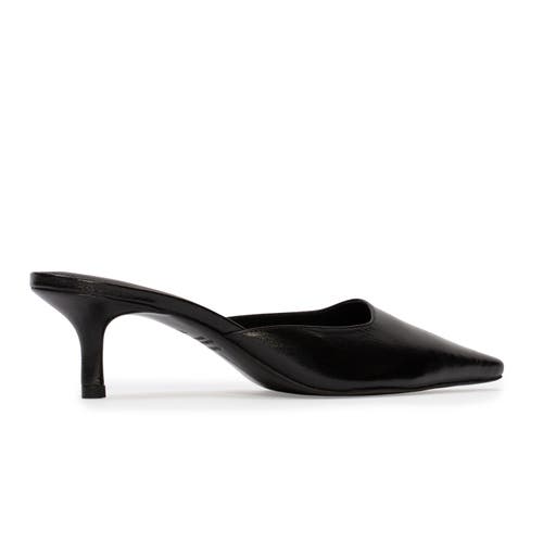 Black Suede Studio Riley 50 Leather Mule In Black