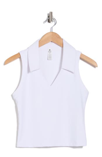 90 Degree By Reflex Wonderlink Ribbed Sleeveless Crop Polo