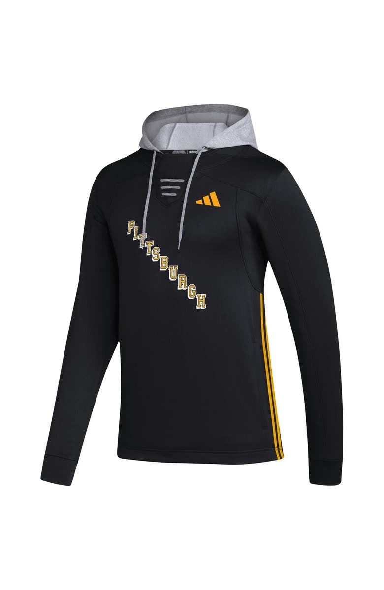 adidas Men's adidas Black Pittsburgh Penguins Refresh Skate Lace AEROREADY Pullover Hoodie, Alternate, color, 