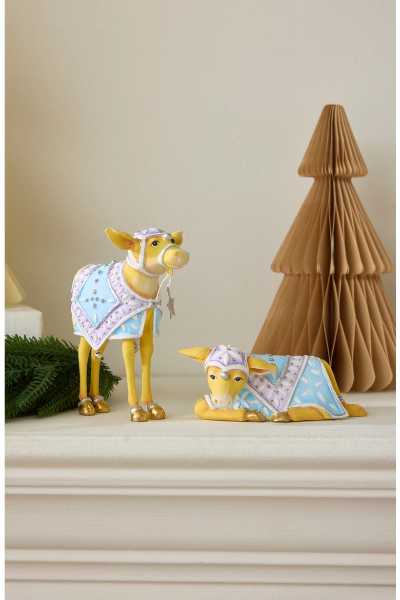 Patience Brewster Nativity Set of 2 Calves, Alternate, color, BLUE