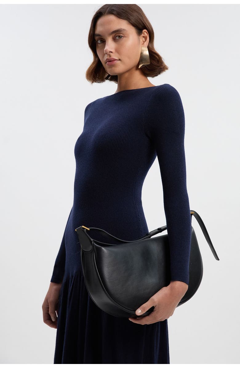 Karen Millen Wool Blend Sheer Knitted Skirt Dress, Alternate, color, Ink