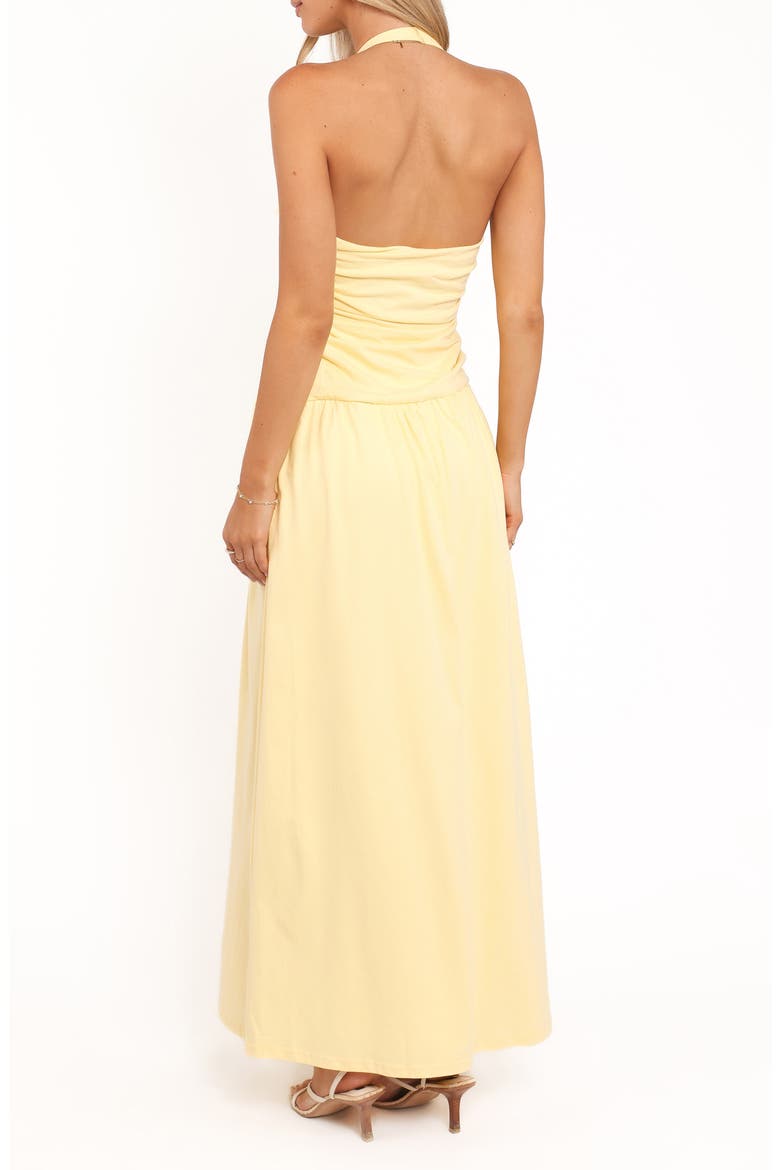 Emalia Asymmetric Halter Cotton Maxi Dress, Alternate, color, PALE YELLOW