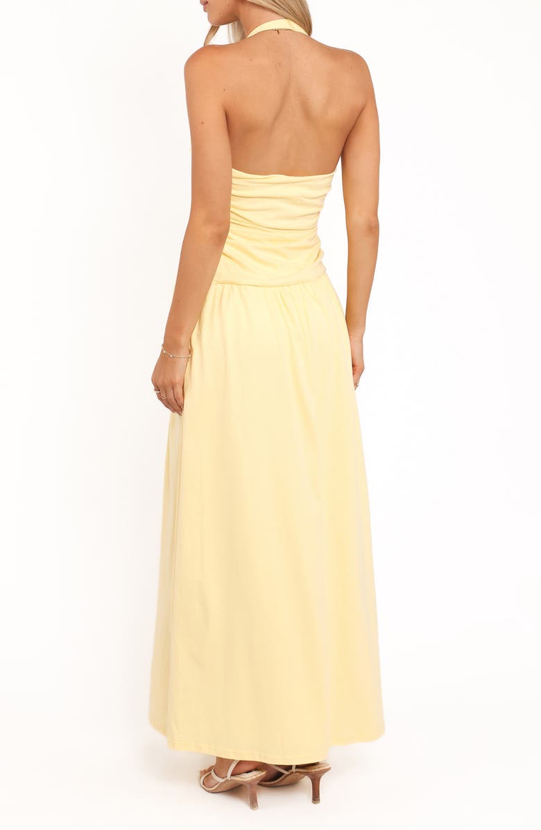 Petal & Pup Emalia Asymmetric Halter Cotton Maxi Dress, Alternate, color, Pale Yellow