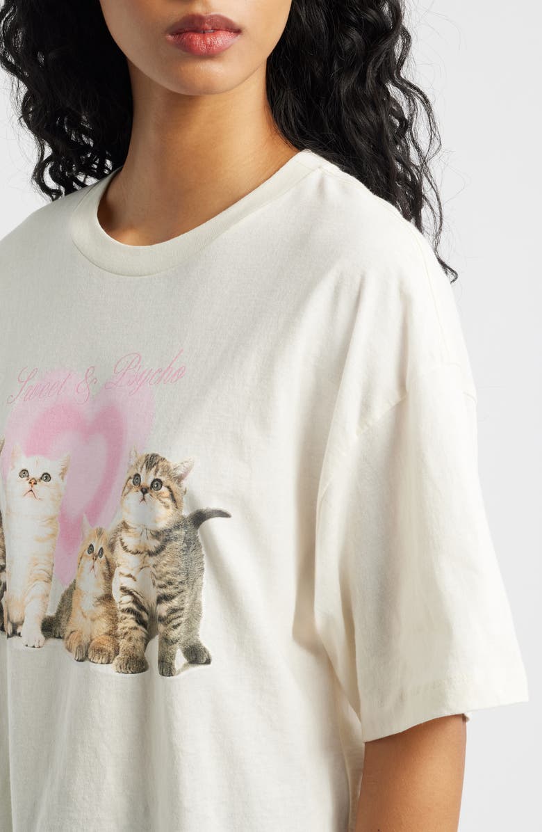 GOLDEN HOUR Sweet 
Psycho Kittens Oversize Graphic T-Shirt, Alternate, color, Marshmallow