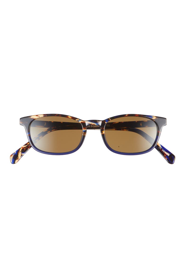 On Board 47mm Polarized Rectangular Sunglasses, Main, color, NAVY TORTOISE