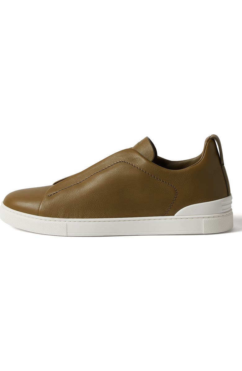 ZEGNA Olive Green Triple Stitch<sup>™</sup> SECONDSKIN Low Top Sneaker, Alternate, color,