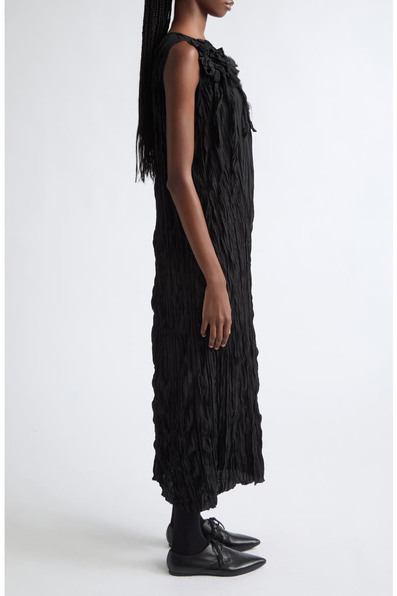 Broomstick Pleat Georgette Column Dress, Alternate, color, BLACK GEORGETTE
