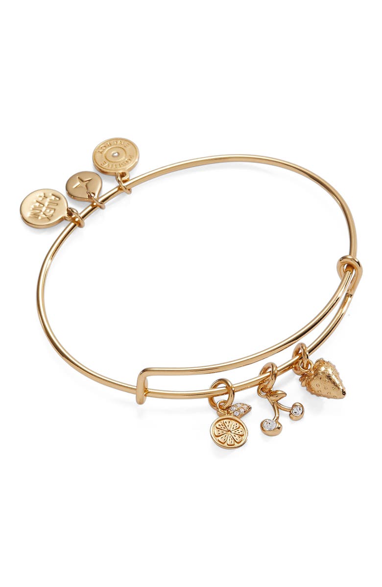 Alex and Ani Summer Fruits Charm Bangle, Main, color, Gold
