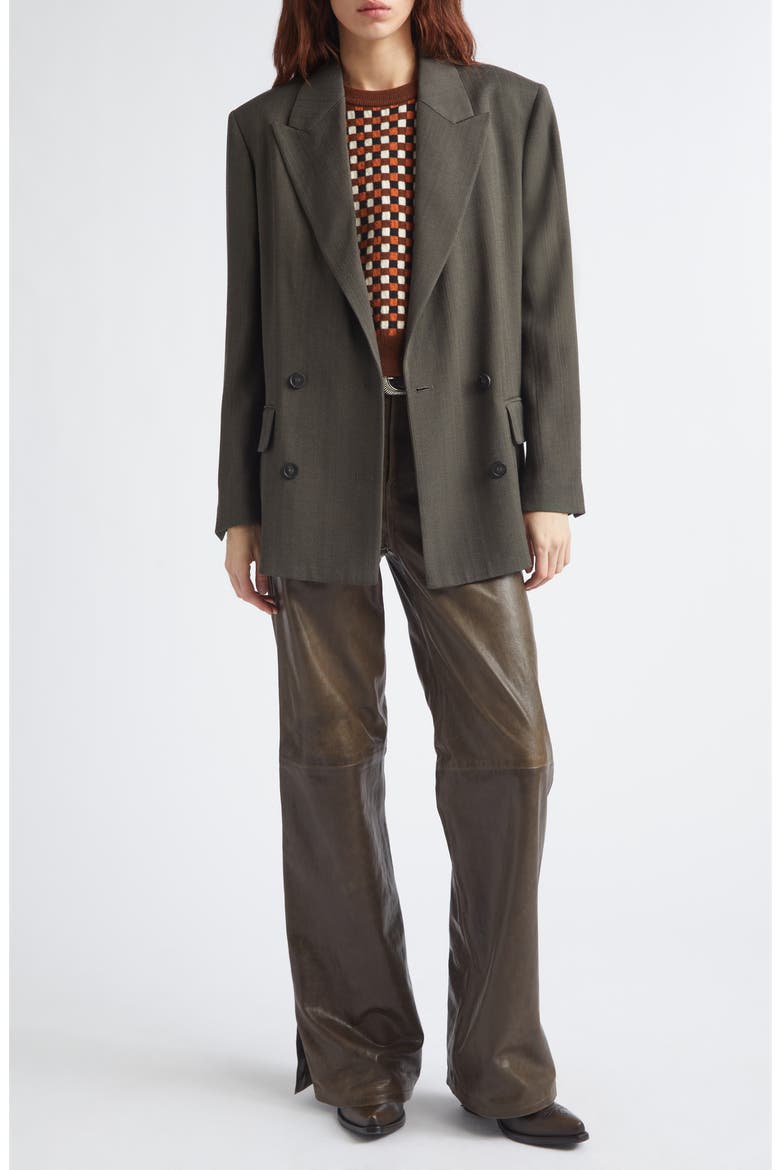 Melany Straight Leg Leather Pants, Alternate, color, MUD GREEN