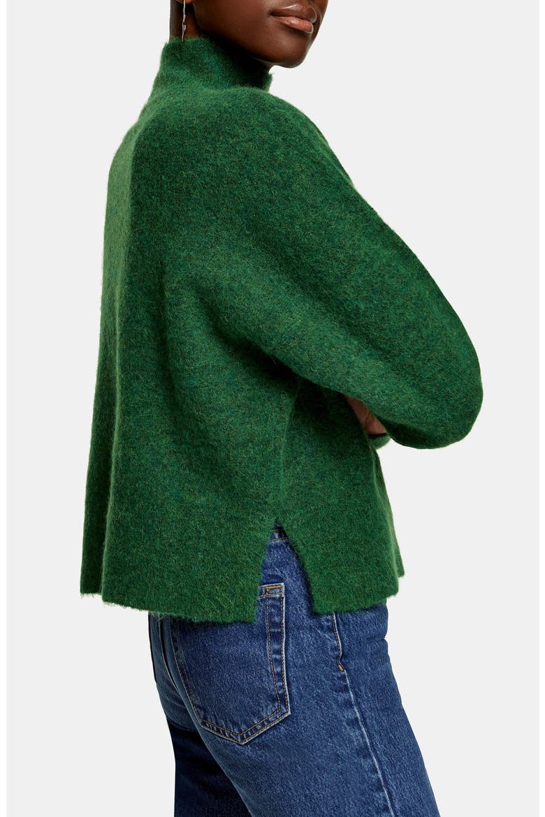 Textured Funnel Neck Sweater, Alternate, color, GREEN