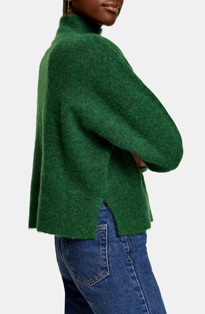 Topshop Textured Funnel Neck Sweater, Alternate, color,